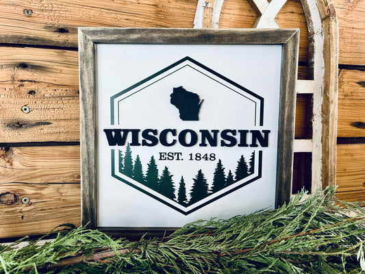 Wisconsin Sign | Wisconsin Art | Home Decor | Wisconsin Gifts | Wisconsin Northwoods State Sign