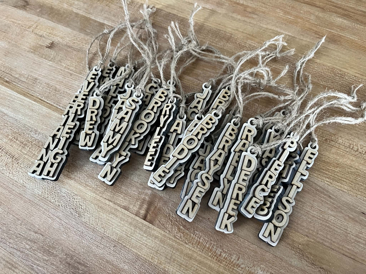 Personalized Name Stocking Tag or Christmas Ornament | Layered Wood Name Tag