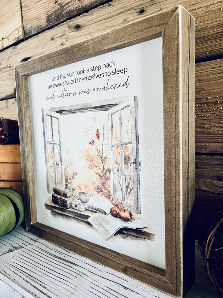 Cozy Autumn Window Print | Framed Fall Quote Sign | UV Printed Seasonal Home Decor | Farmhouse Style Fall Wall Art