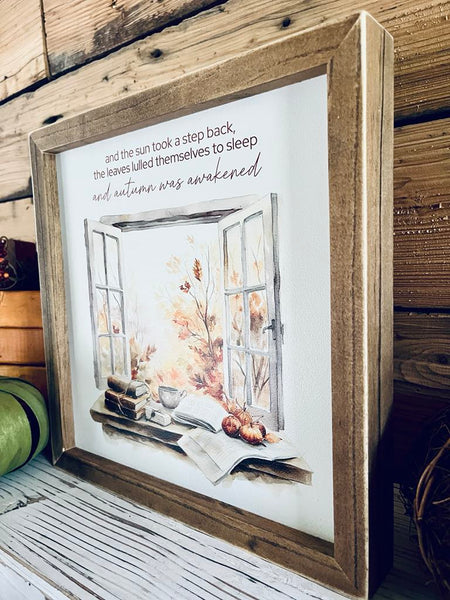 Cozy Autumn Window Print | Framed Fall Quote Sign | UV Printed Seasonal Home Decor | Farmhouse Style Fall Wall Art