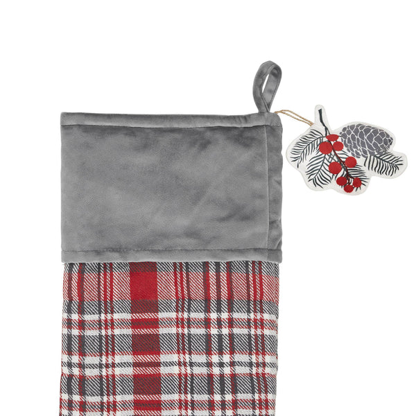 Gregor Plaid Stocking with Personalized Leather Patch