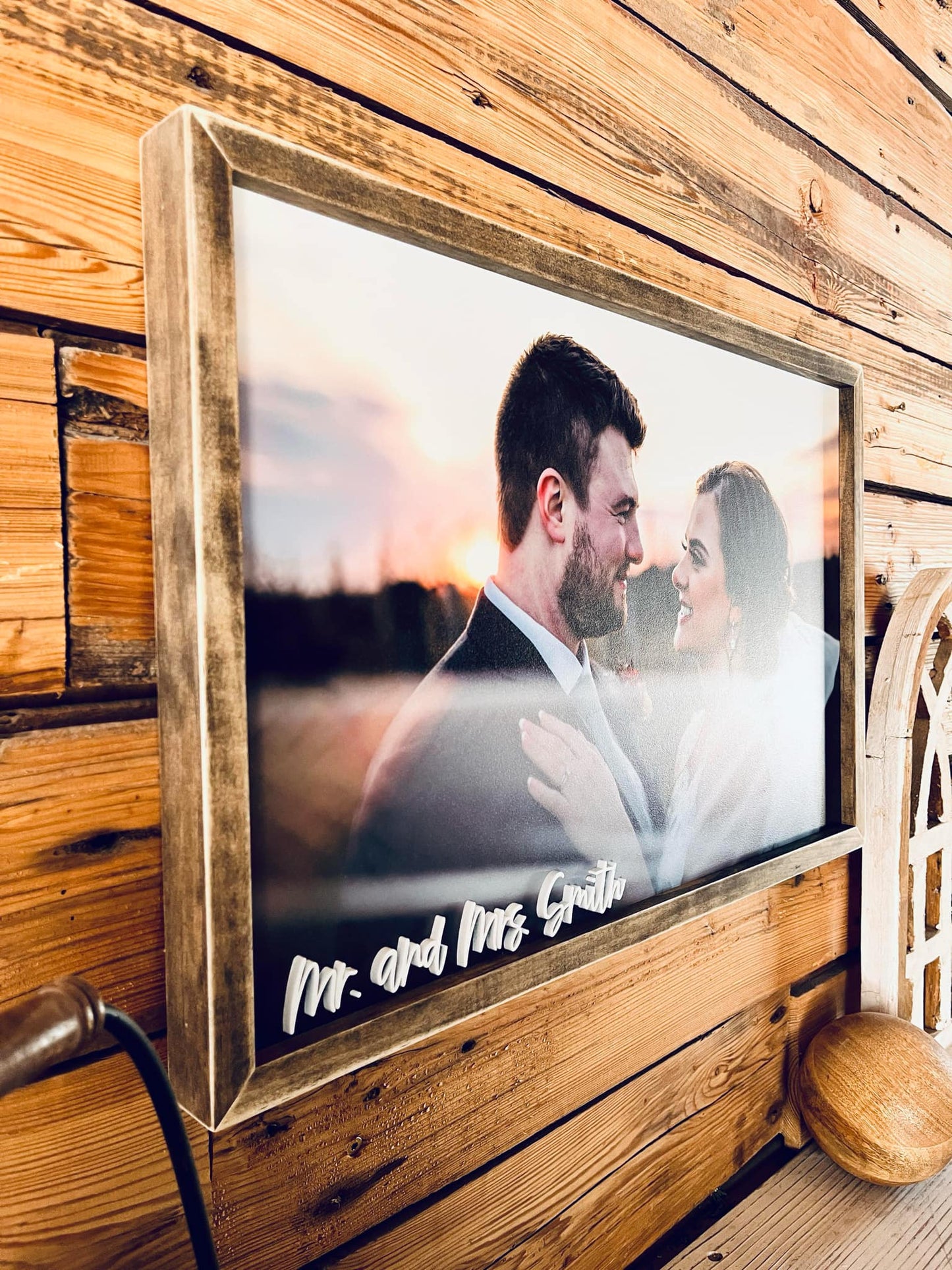 Framed Wood Print | Custom UV-Printed Photo with Optional Raised Lettering