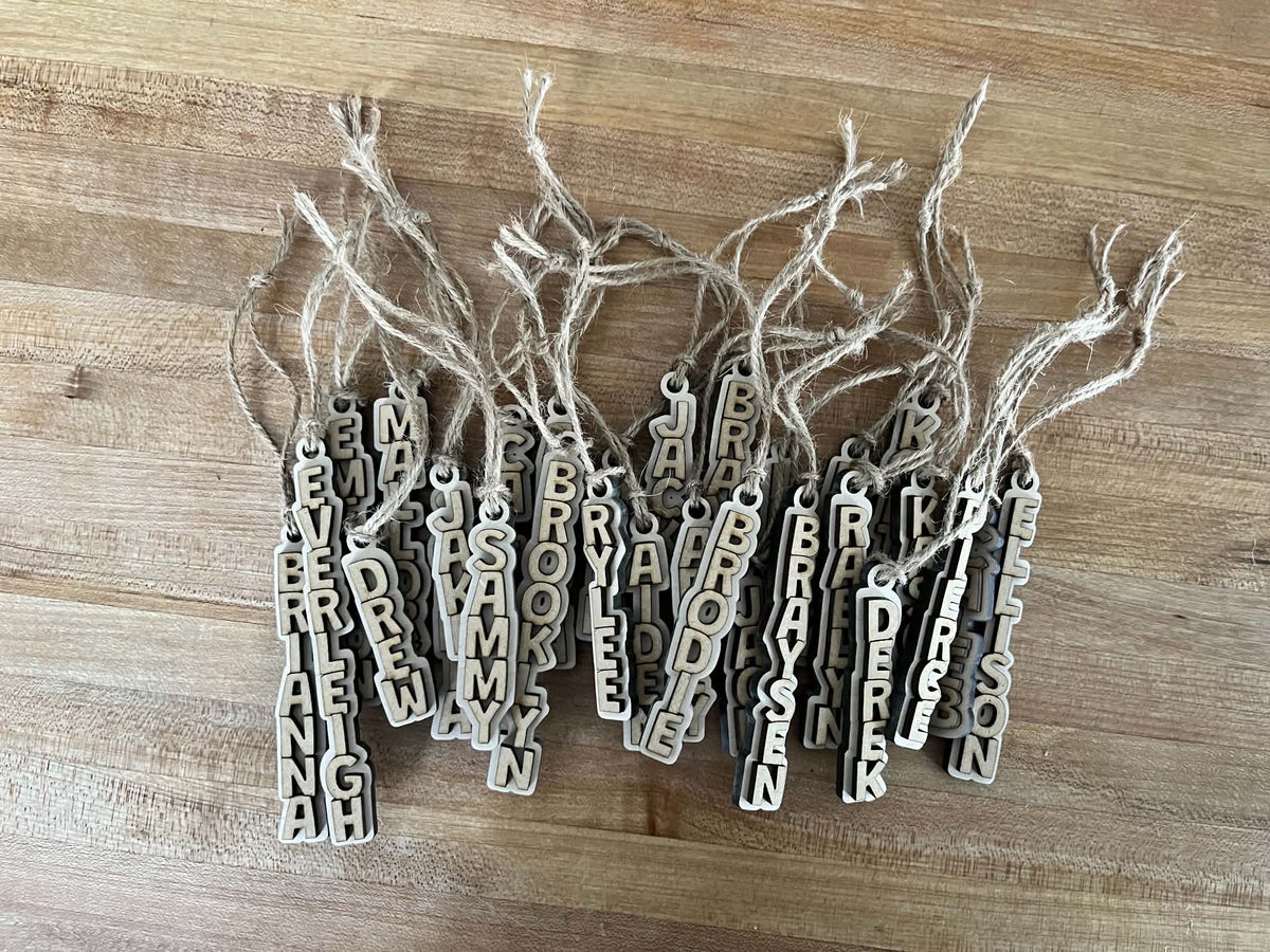 Personalized Name Stocking Tag or Christmas Ornament | Layered Wood Name Tag