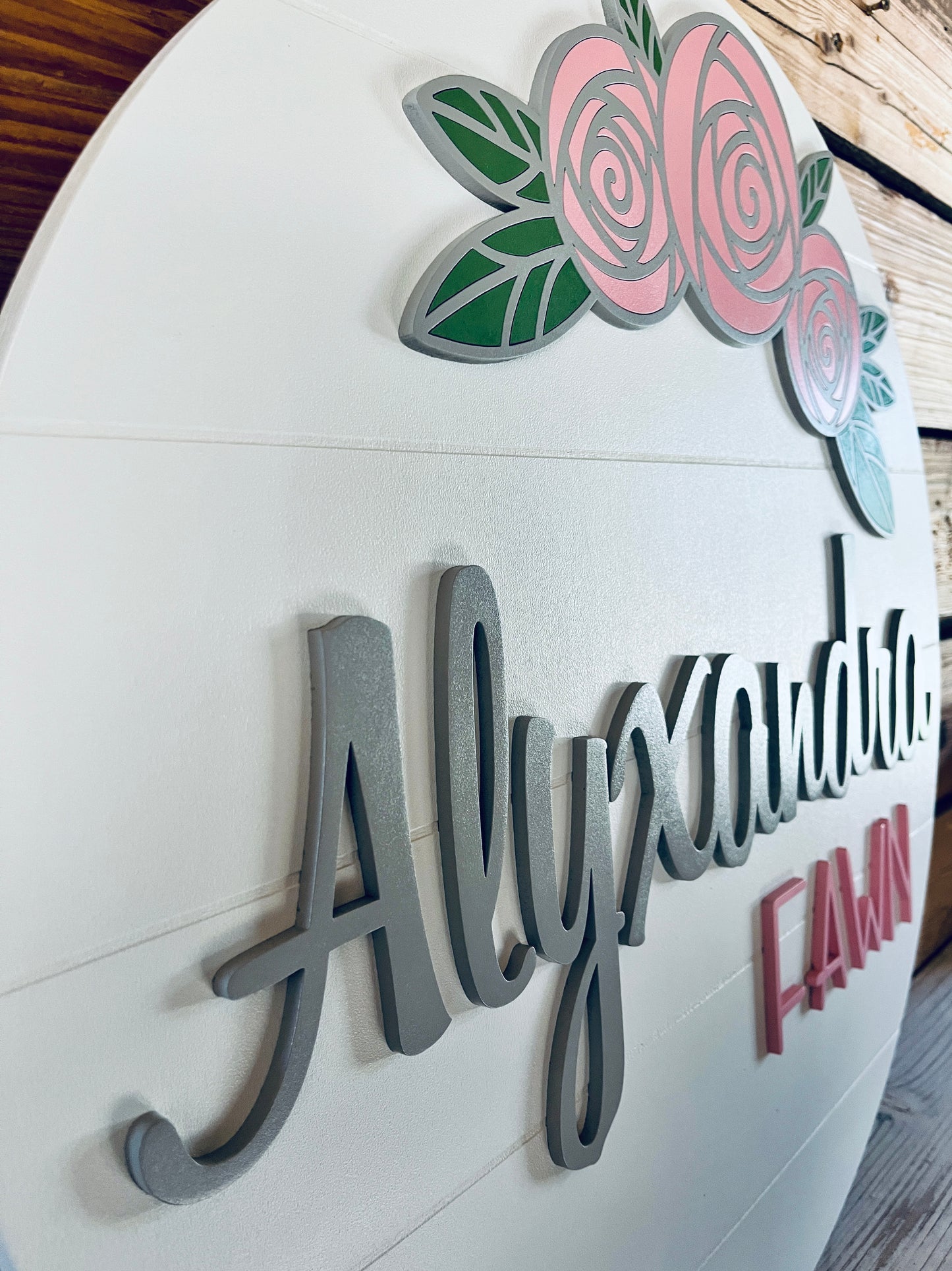 Nursery Name Sign with Flowers | Nursery Wall Art | Nursery Decor Girl