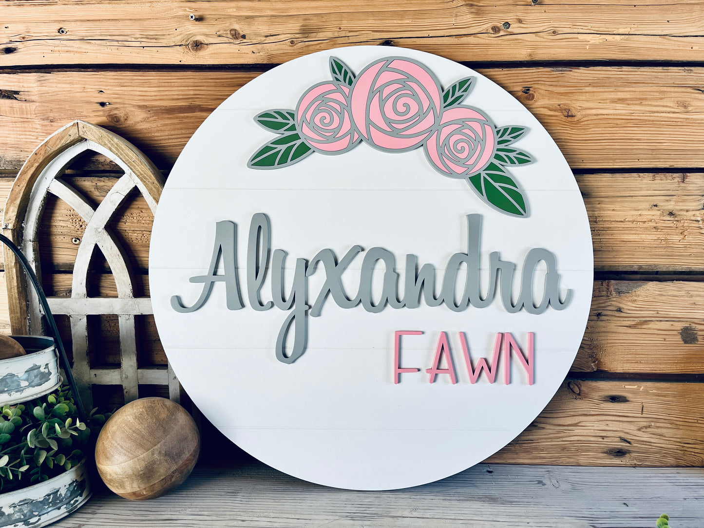 Nursery Name Sign with Flowers | Nursery Wall Art | Nursery Decor Girl