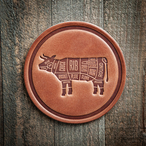 Beef Cuts Cow Leather Coaster