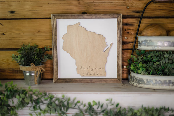 Wisconsin Badger State Sign | Wisconsin Art | Wisconsin Home Sign | Wisconsin Home Decor | Wisconsin Gifts