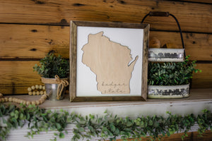 Wisconsin Badger State Sign | Wisconsin Art | Wisconsin Home Sign | Wisconsin Home Decor | Wisconsin Gifts
