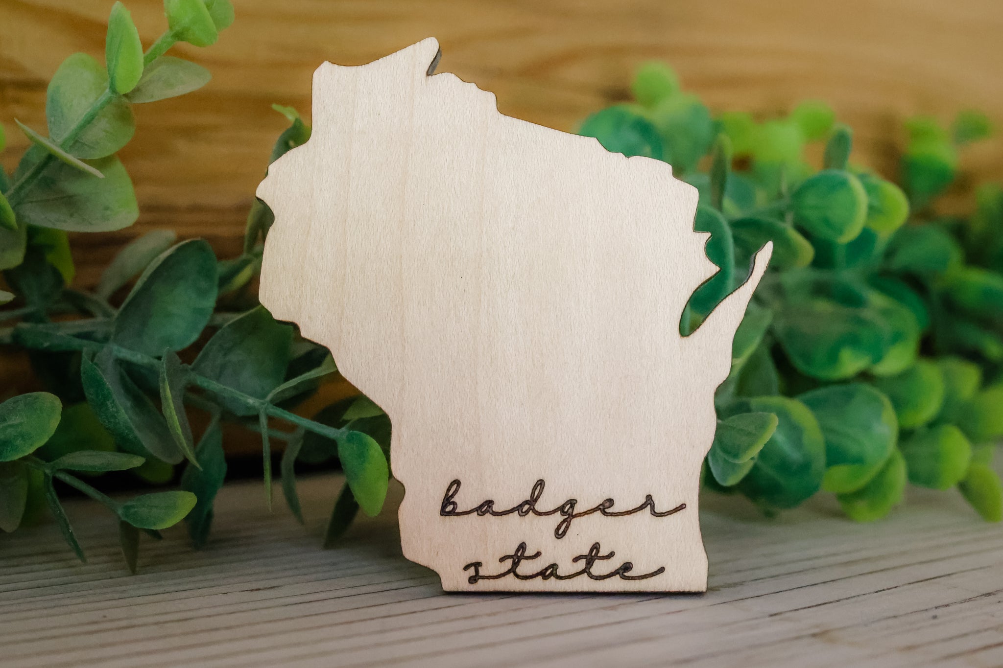Wisconsin Badger State Wood Magnet
