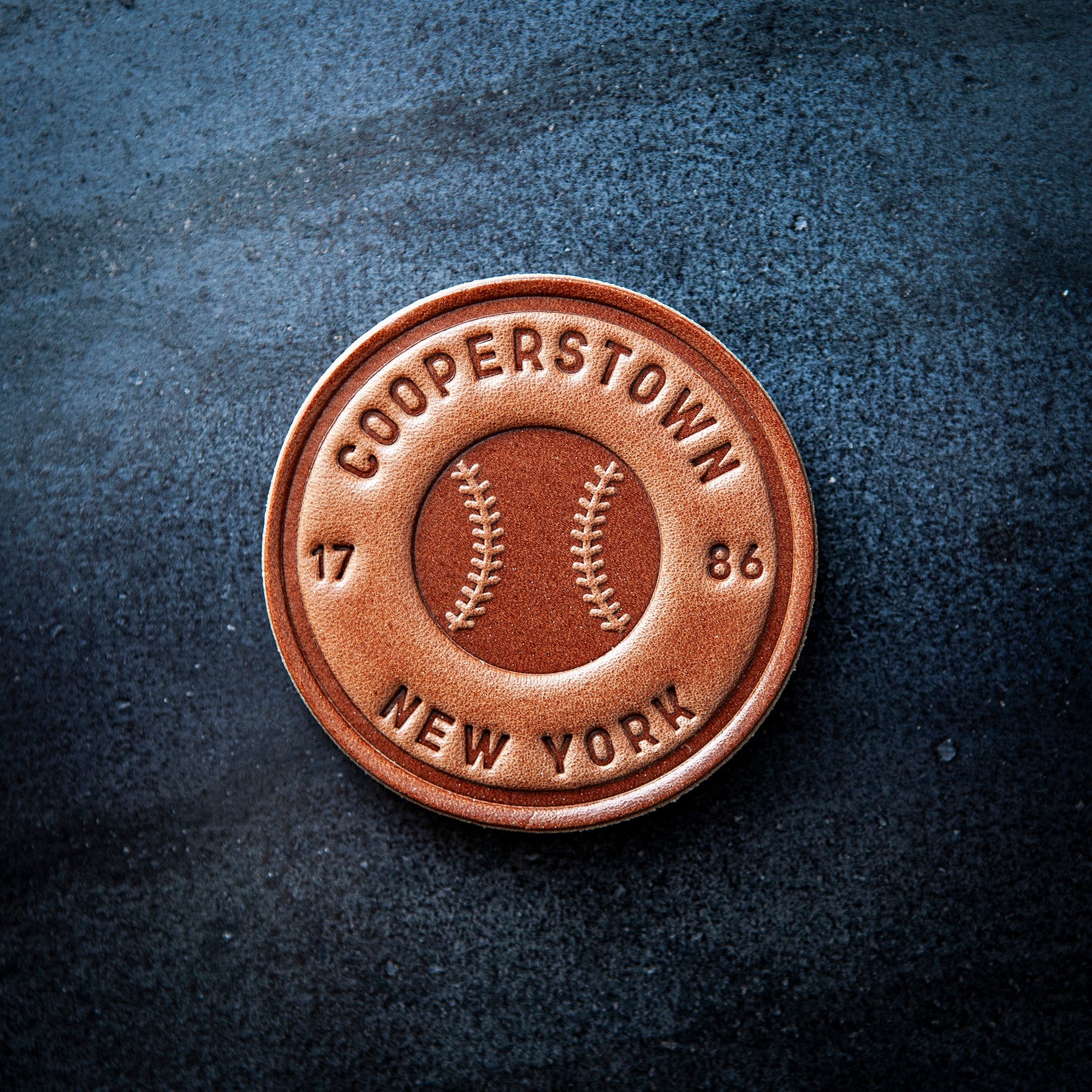 Cooperstown New York Leather Magnet Circle Style