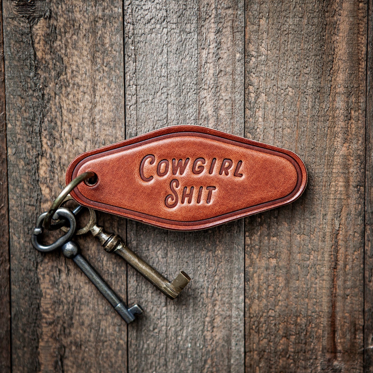 Cowgirl Shit Leather Keychain Motel Style