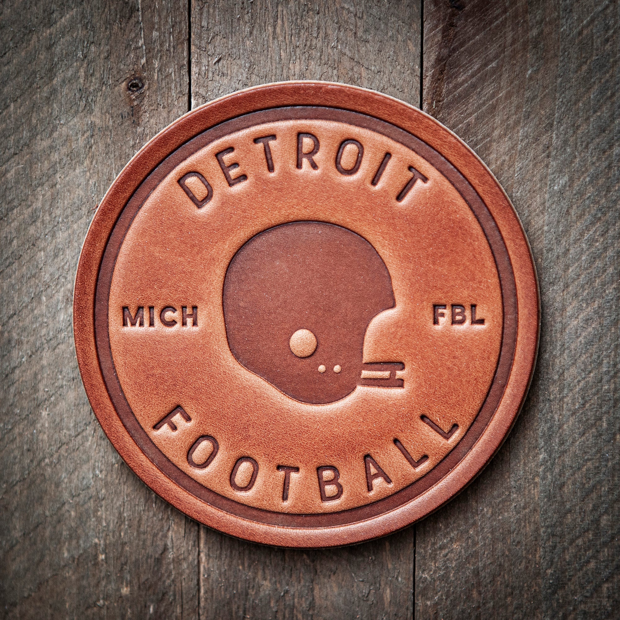 Detroit Michigan Football Leather Coaster