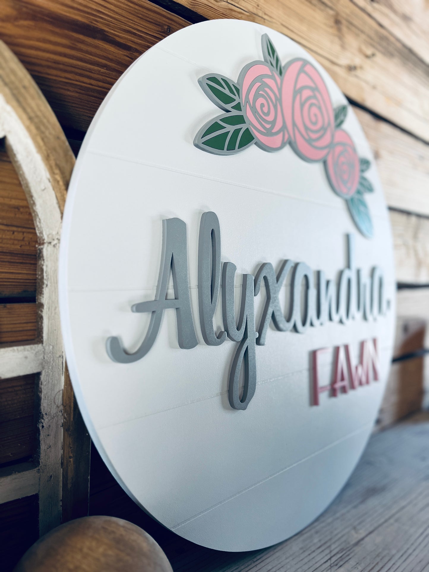 Nursery Name Sign with Flowers | Nursery Wall Art | Nursery Decor Girl