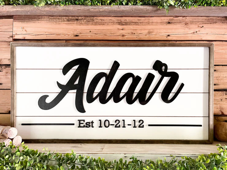 Personalized Wedding Gift Bundle – Custom Family Name Sign, Mr & Mrs Ornament, and Engraved Coasters