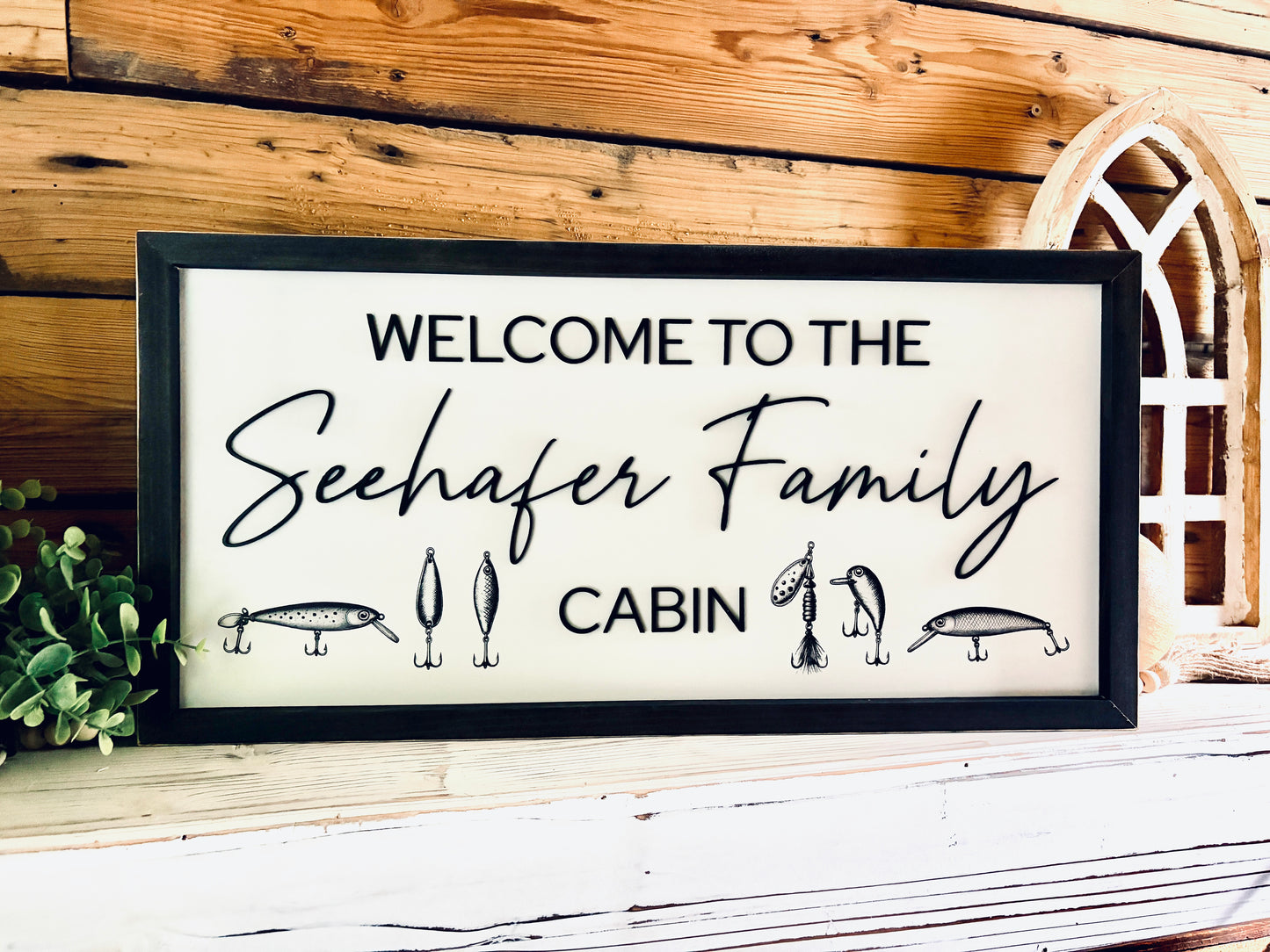 Personalized Fishing Cabin Sign | Custom Family Lake House Decor