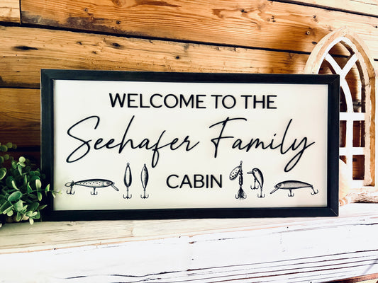 Personalized Fishing Cabin Sign | Custom Family Lake House Decor