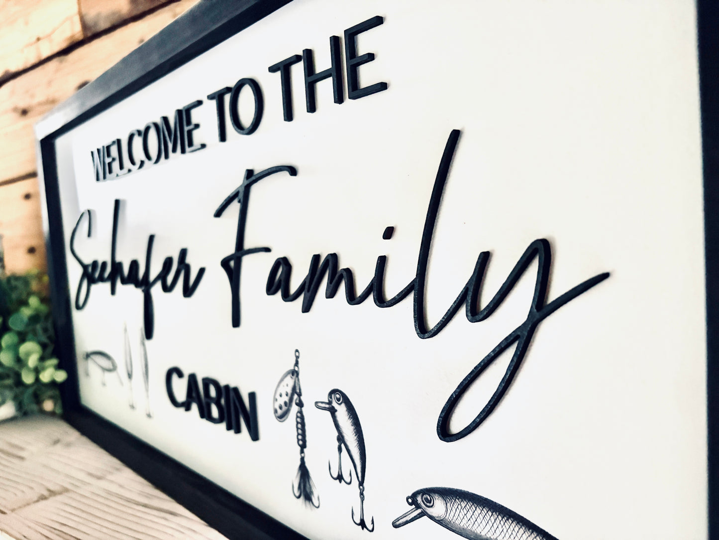 Personalized Fishing Cabin Sign | Custom Family Lake House Decor