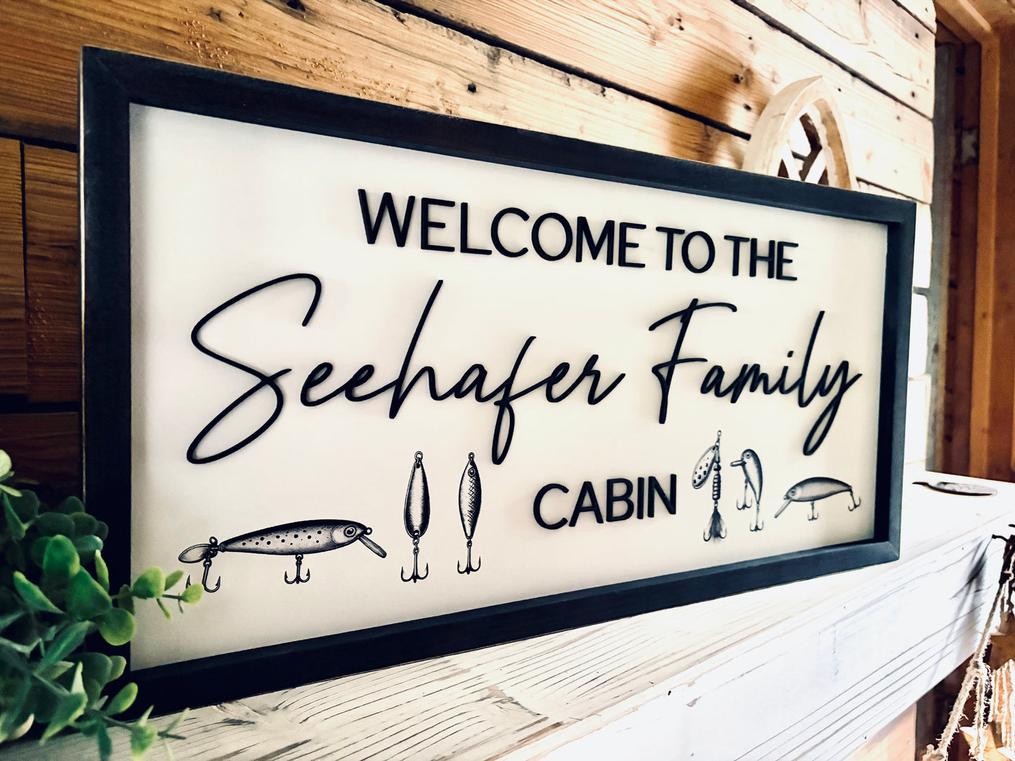 Personalized Fishing Cabin Sign | Custom Family Lake House Decor