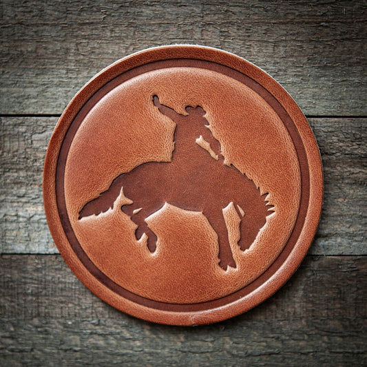 Bucking Bronco Leather Coaster
