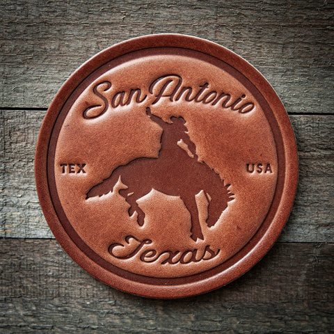 San Antonio Texas Bronco Leather Coaster