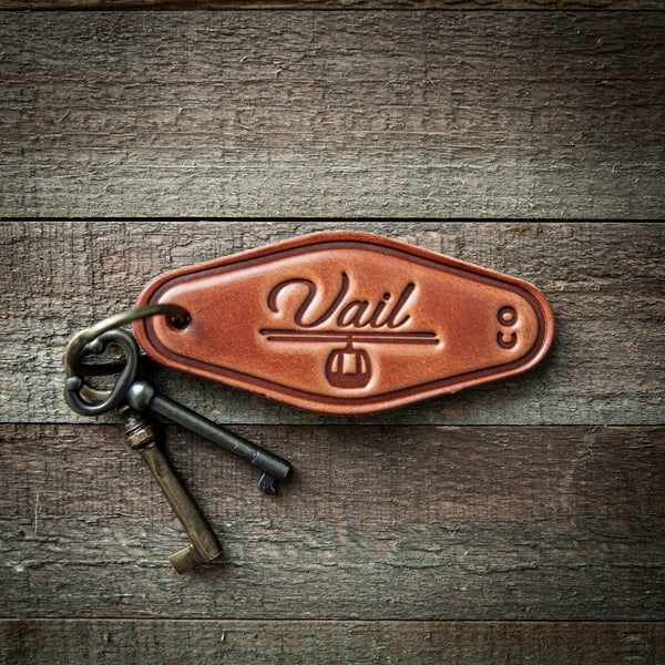 Vail Colorado Leather Keychain Motel Style