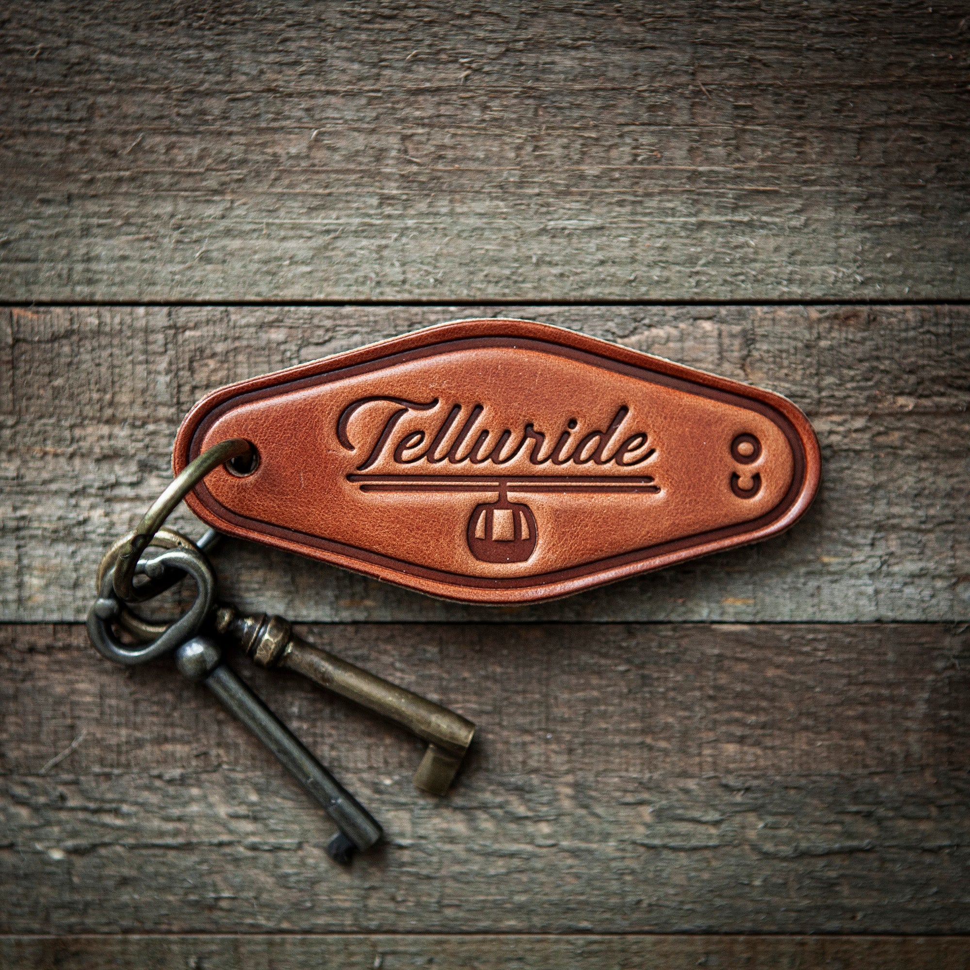 Telluride Colorado Leather Keychain Motel Style