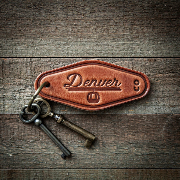 Denver Colorado Leather Keychain Motel Style