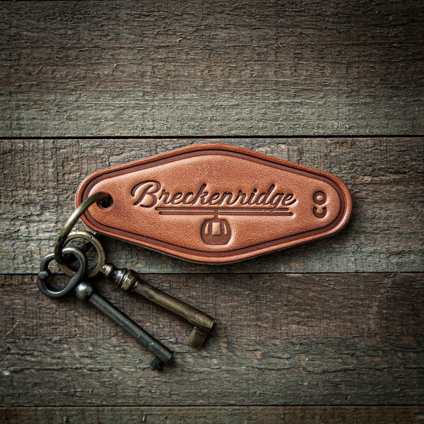 Breckenridge Colorado Leather Keychain Motel Style