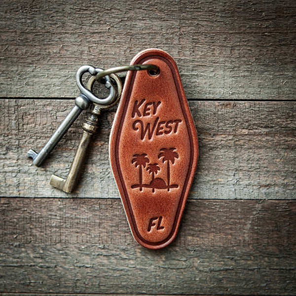 Key West Leather Keychain Motel Style