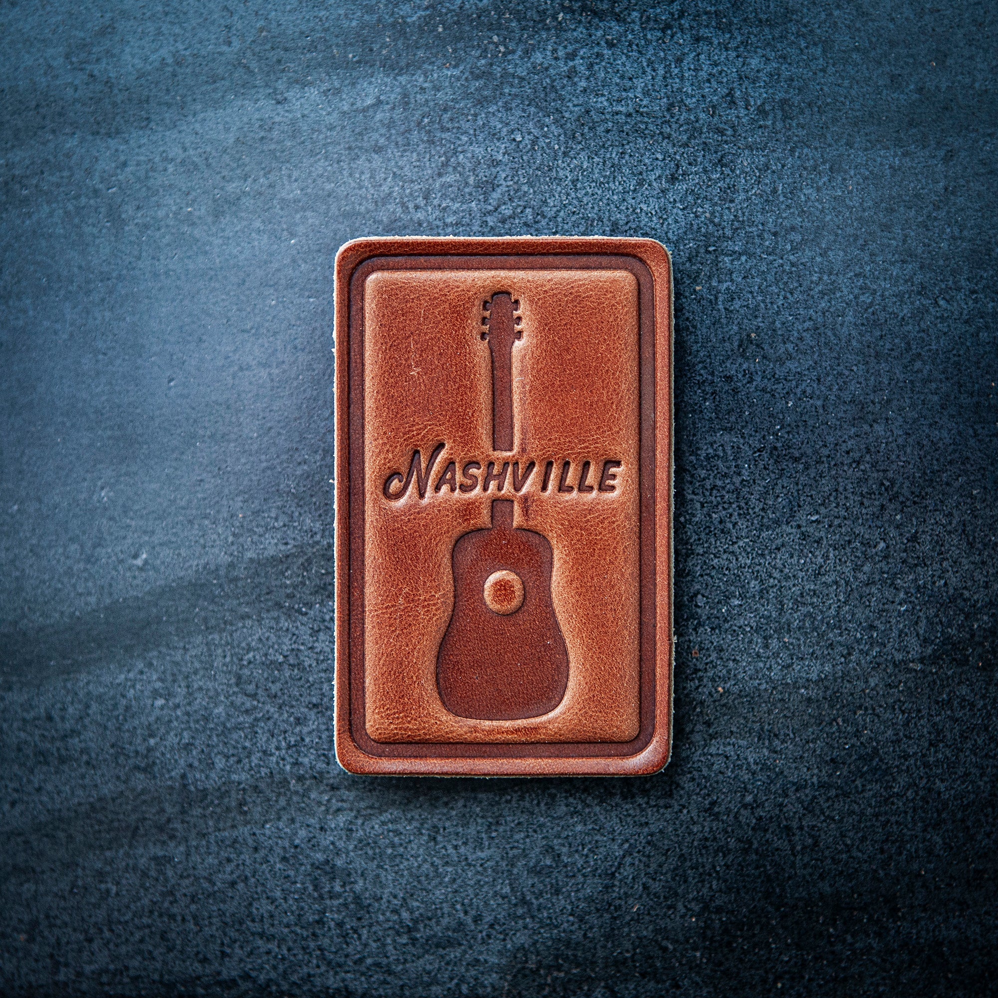 Nashville Tennessee Guitar Leather Magnet Block Style