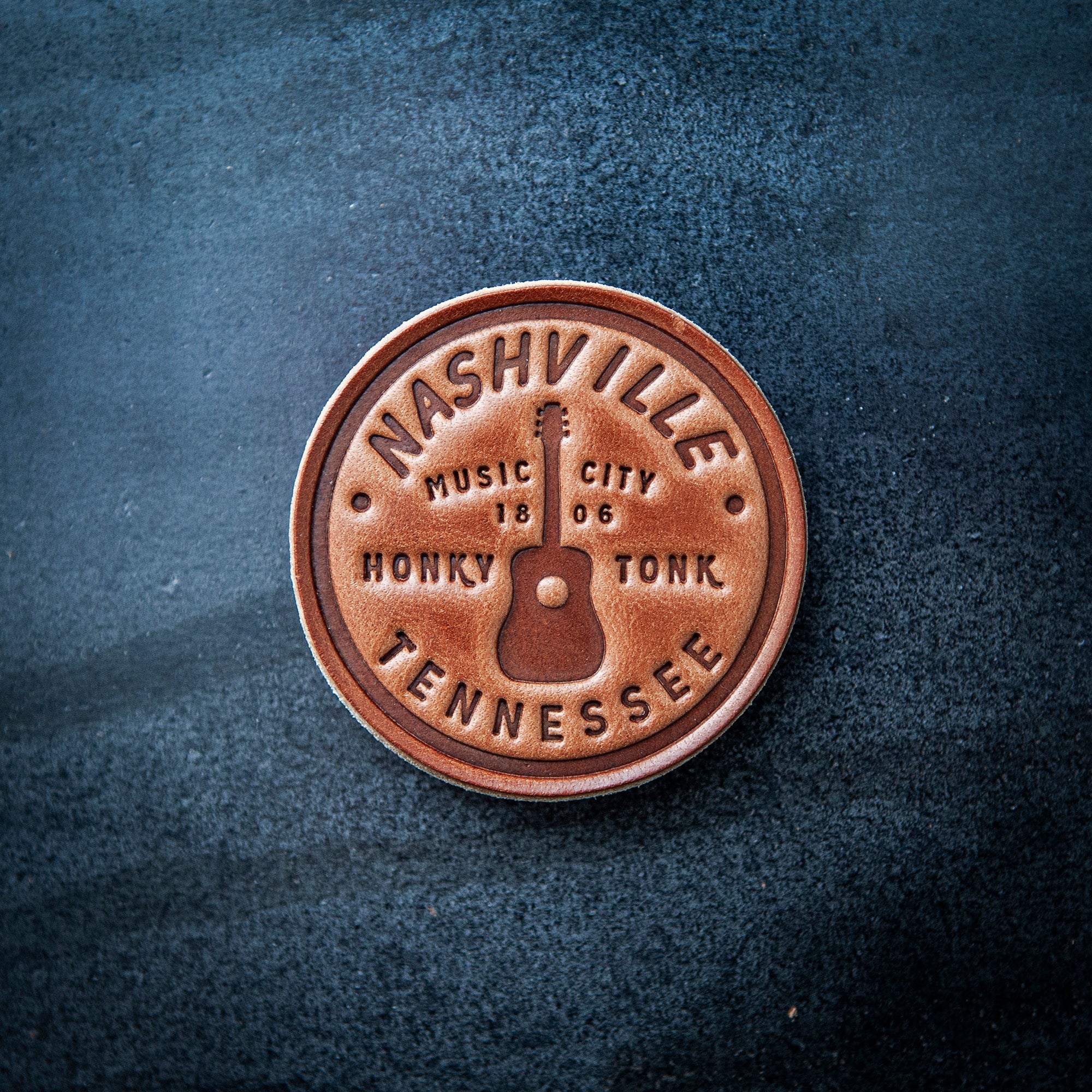 Nashville Tennessee Leather Magnet Circle Style