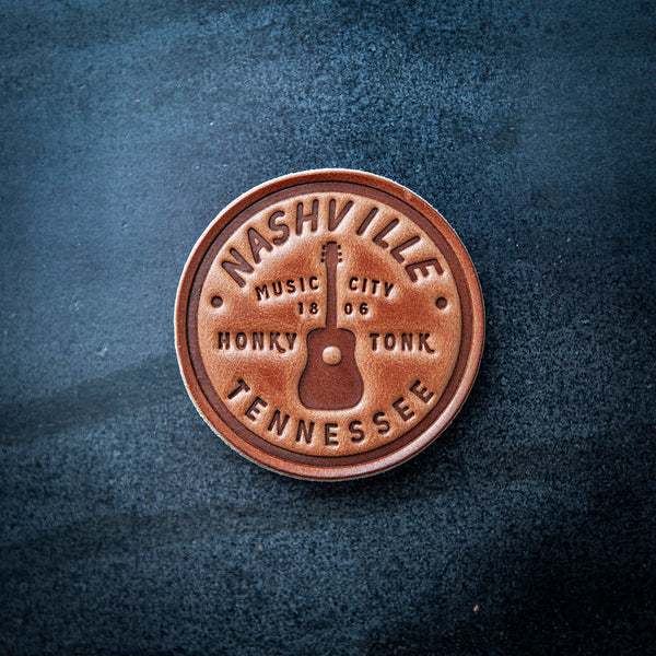 Nashville Tennessee Leather Magnet Circle Style