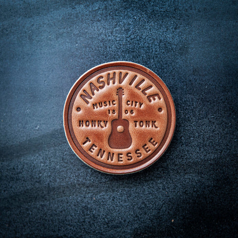 Nashville Tennessee Leather Magnet Circle Style
