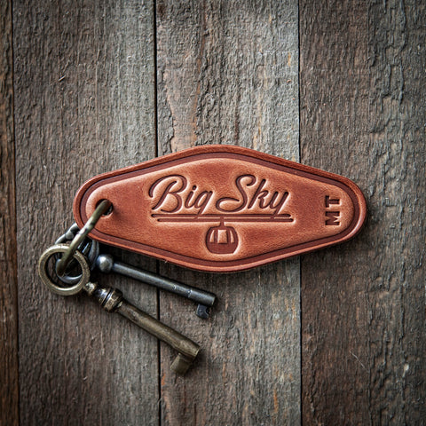 Big Sky Montana Leather Keychain Motel Style