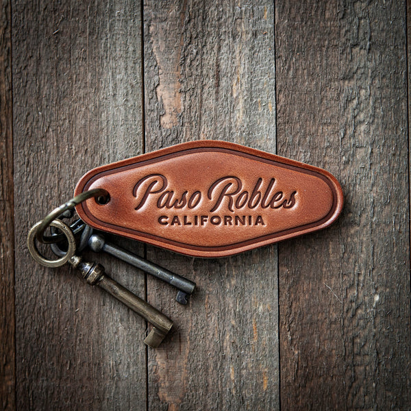 Paso Robles California Leather Keychain Motel Style