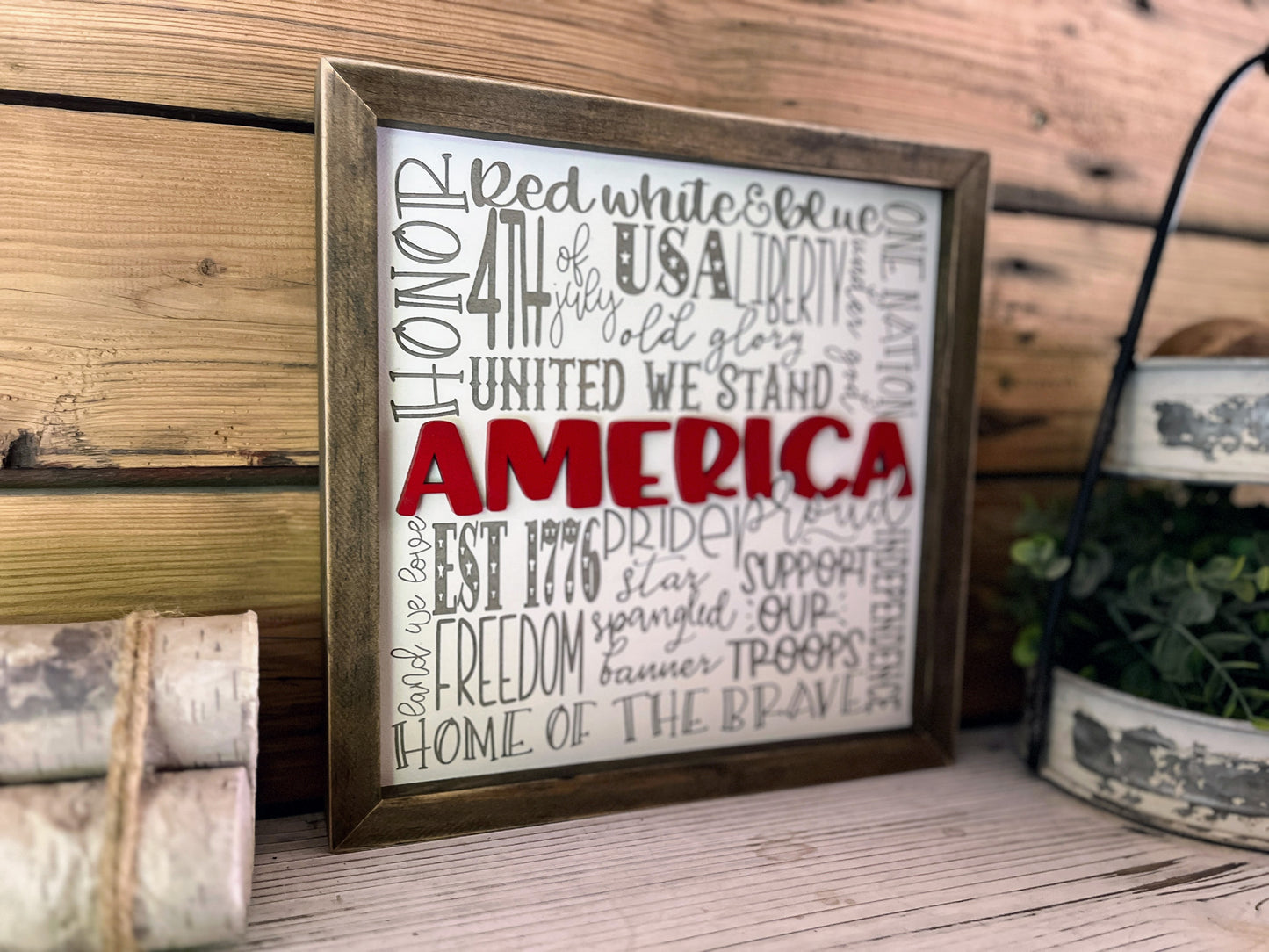 America Subway Art Sign | Raised Lettering Farmhouse Sign | 4th of July Decor | Memorial Day Decor
