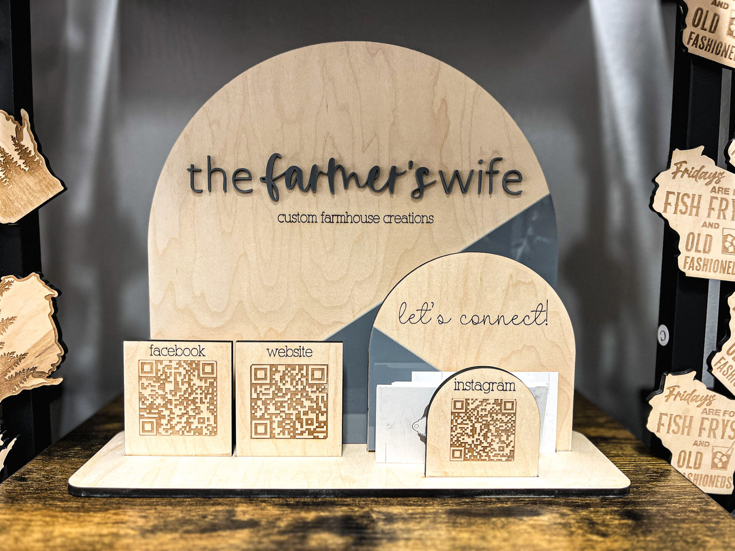 QR Code Sign for Business | Multi Social QR Code Sign | Business Card Holder | Social Media Sign