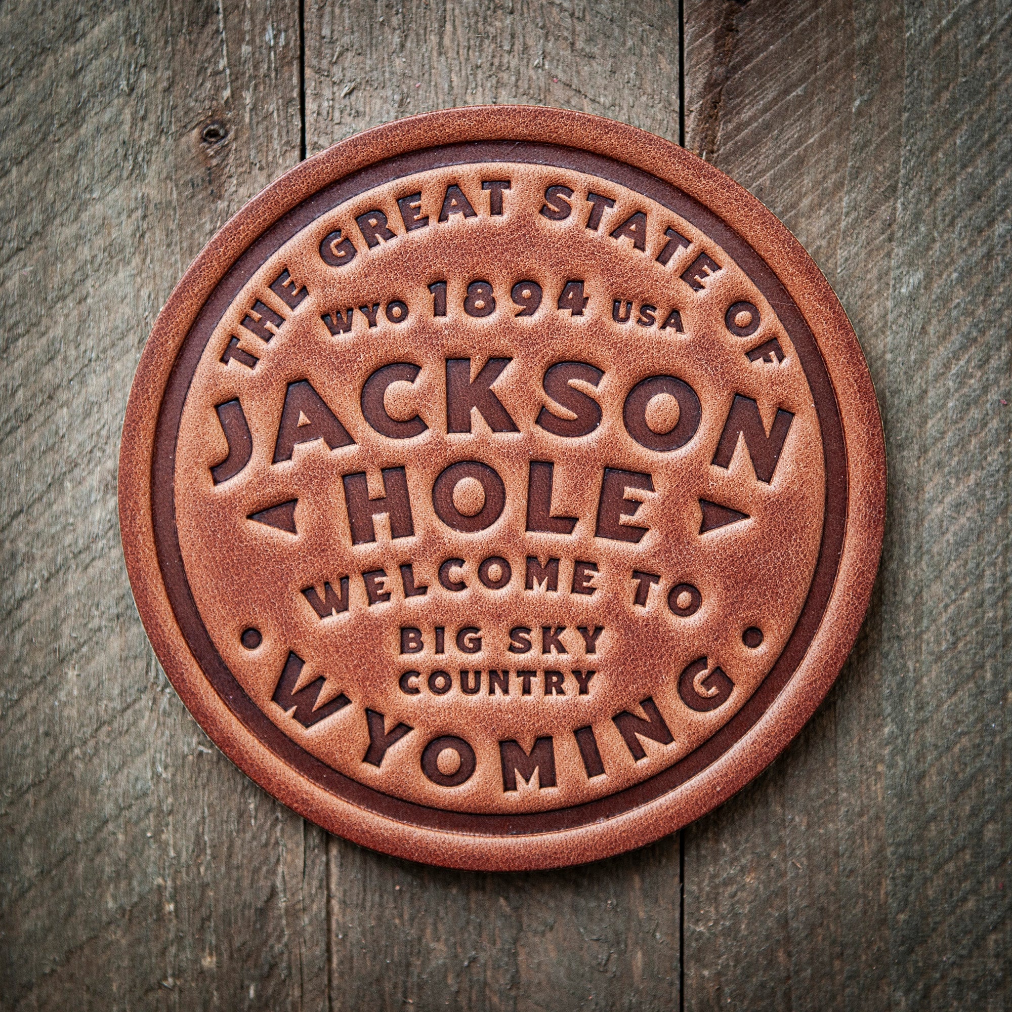 Jackson Hole Big Sky Leather Coaster