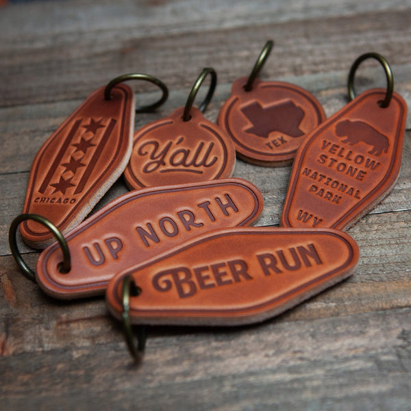 Hell On Wheels Leather Keychain Motel Style