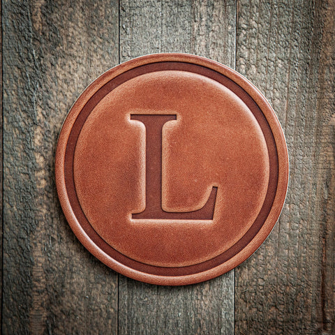 L Monogram Letter Leather Coaster