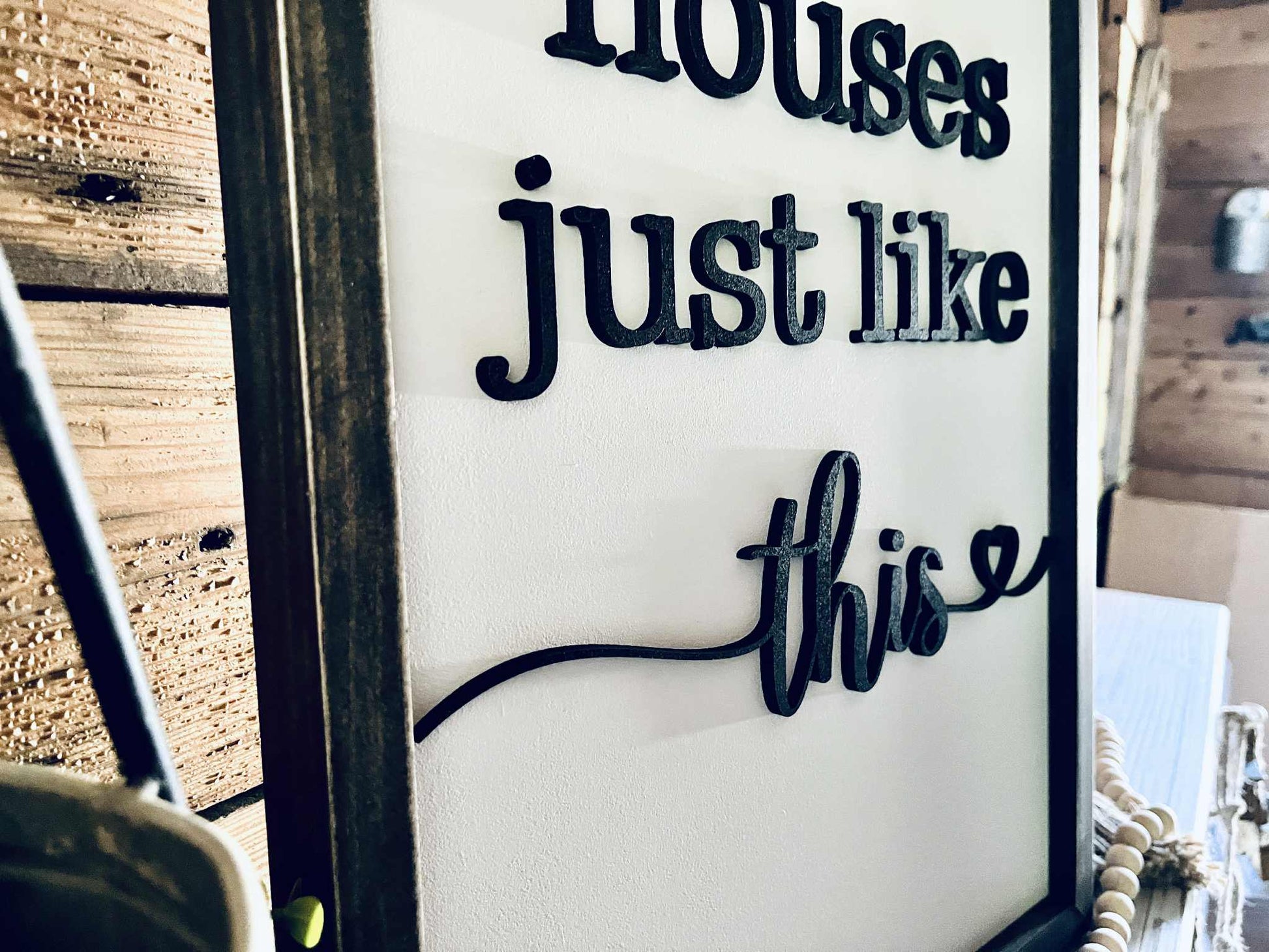 Wooden wall art with farmhouse frame – Love Grows Best Quote Sign
