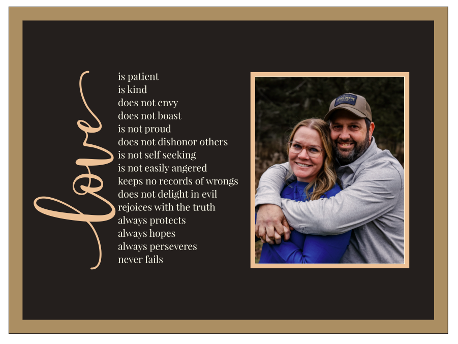 Personalized Couple Photo Sign | Love Is Patient Bible Verse | Custom Wedding & Anniversary Gift