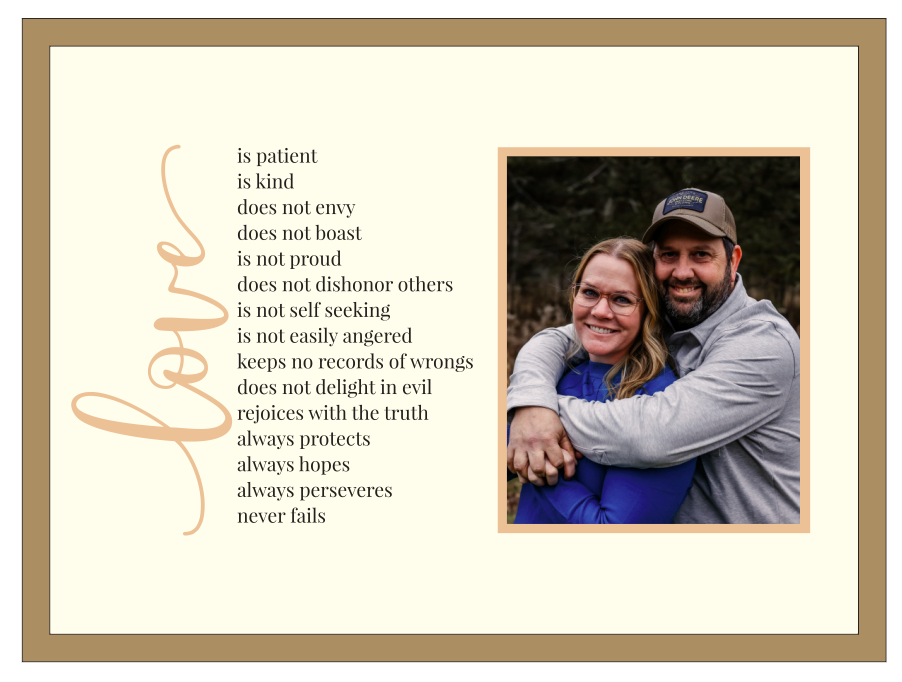 Personalized Couple Photo Sign | Love Is Patient Bible Verse | Custom Wedding & Anniversary Gift