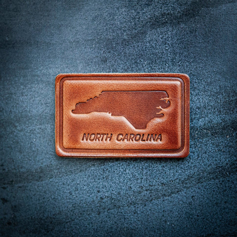 North Carolina Silhouette Leather Magnet Block Style
