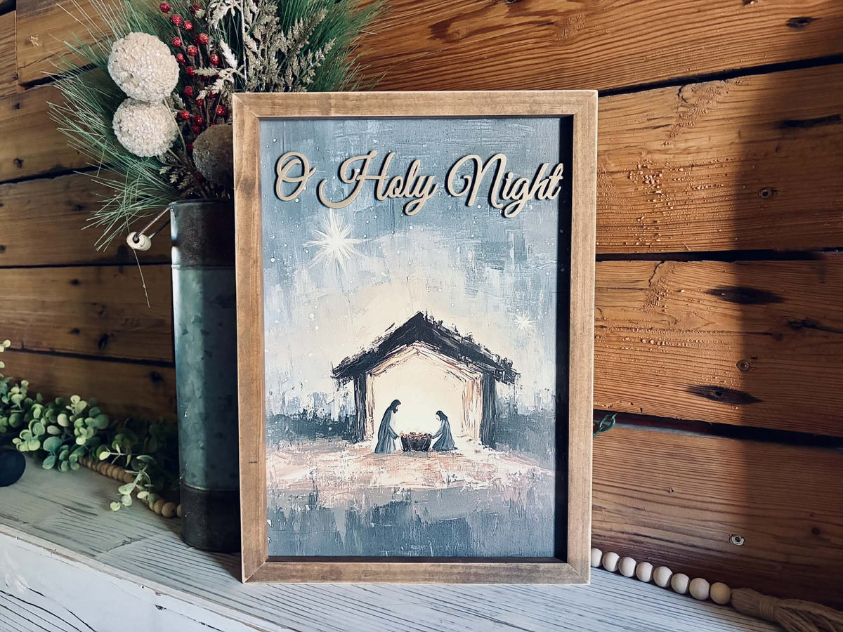 O Holy Night Nativity Christmas Sign | Christian Christmas Wall Decor