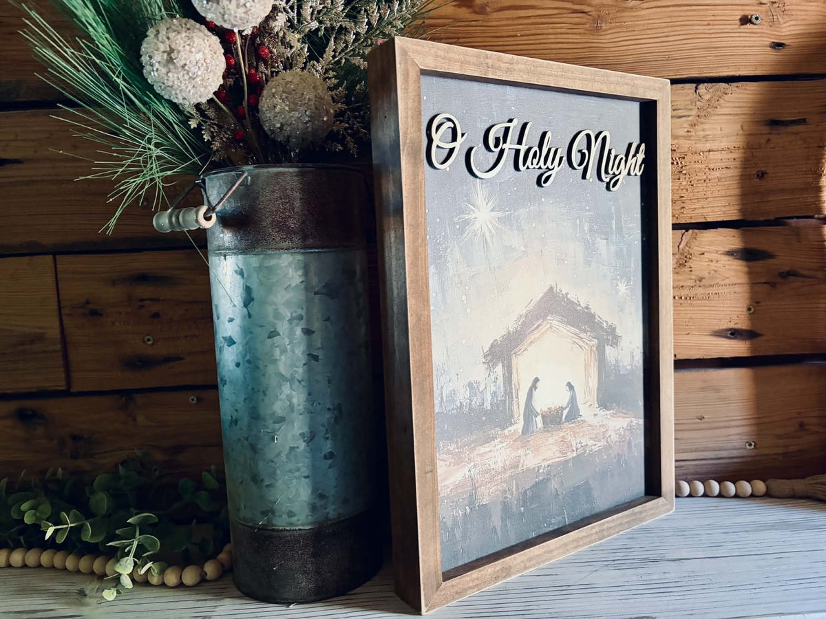 O Holy Night Nativity Christmas Sign | Christian Christmas Wall Decor
