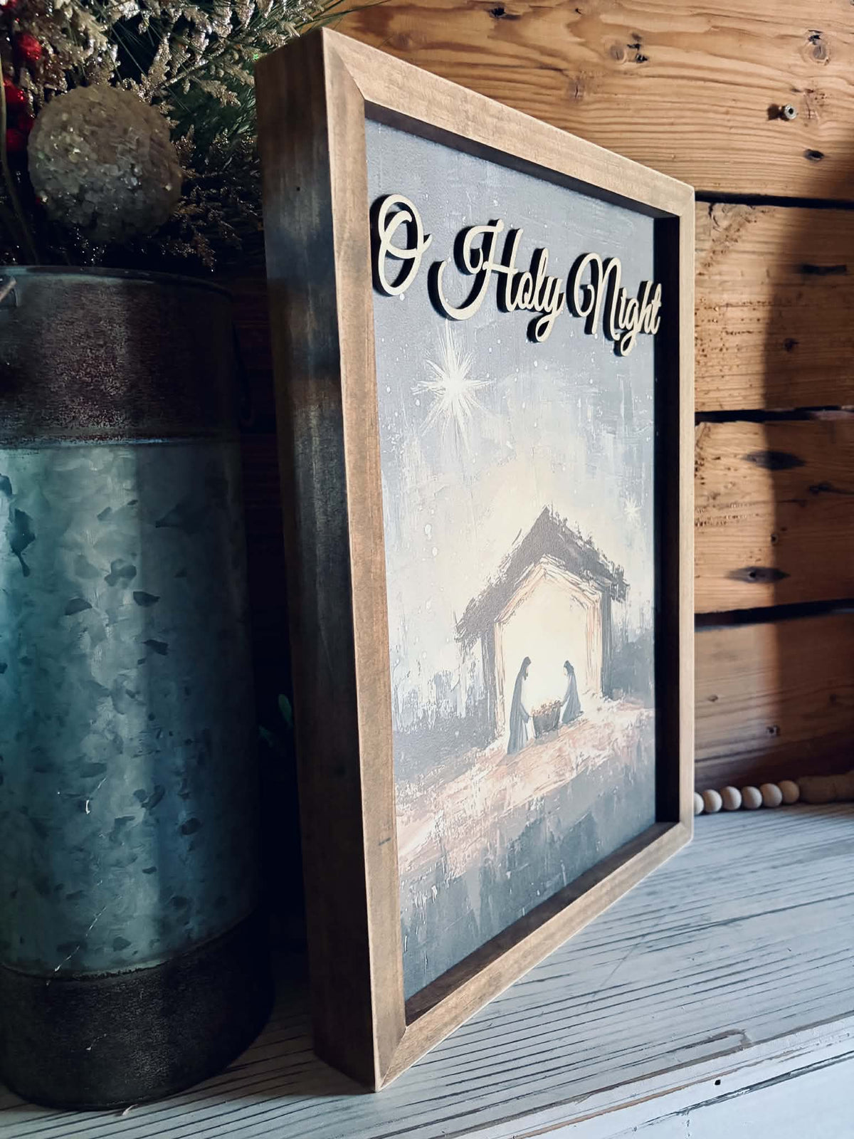 O Holy Night Nativity Christmas Sign | Christian Christmas Wall Decor