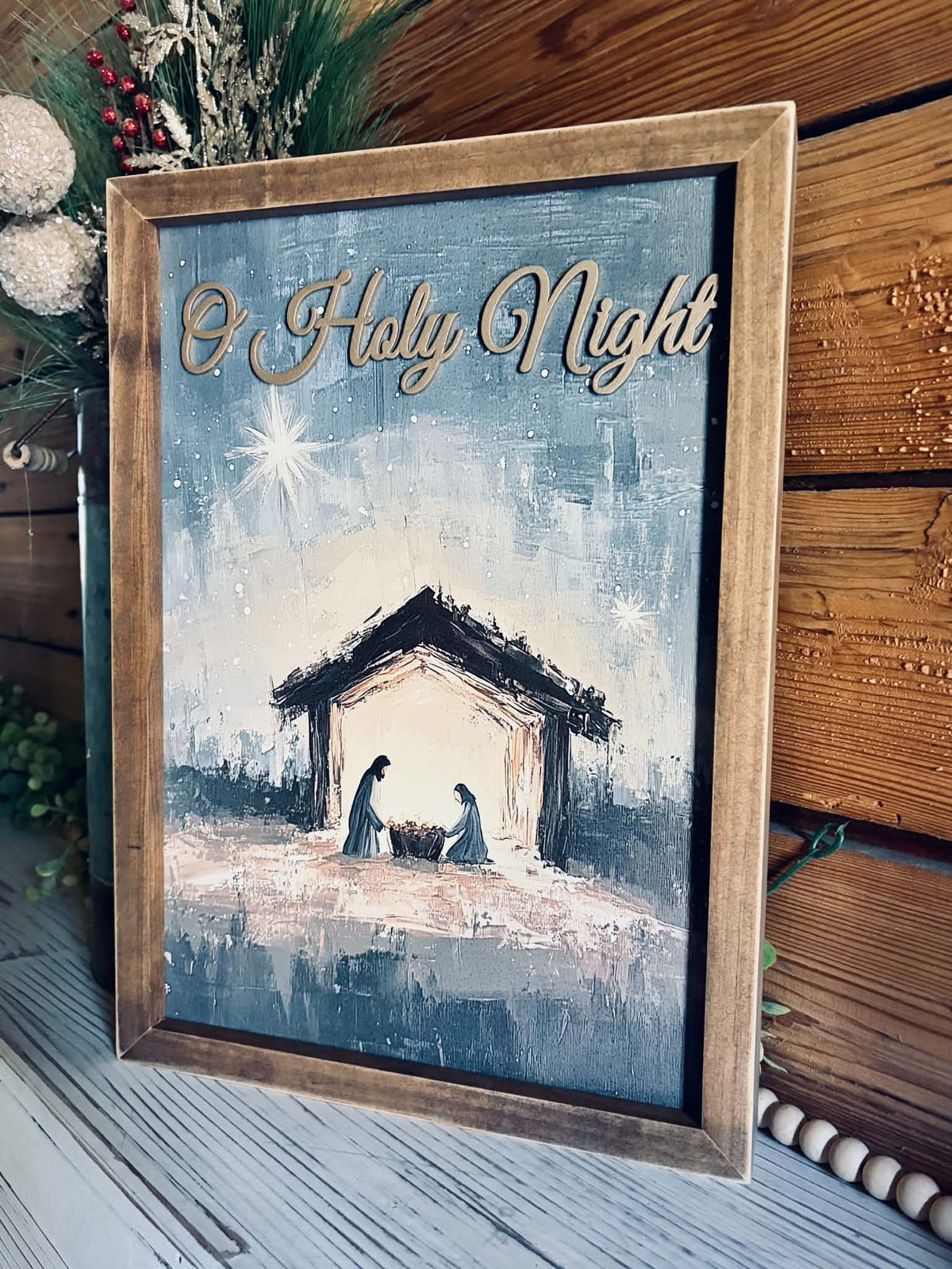 O Holy Night Nativity Christmas Sign | Christian Christmas Wall Decor