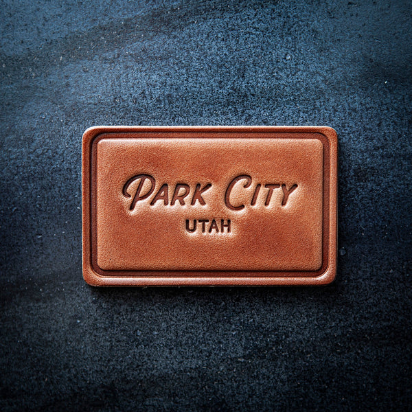Park City Utah Leather Magnet Block Style