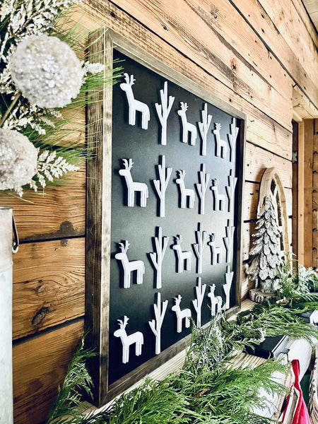 Layered Reindeer & Trees Christmas Sign – Farmhouse Holiday Décor